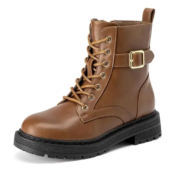 Brown Lace-Up Ankle Boots
