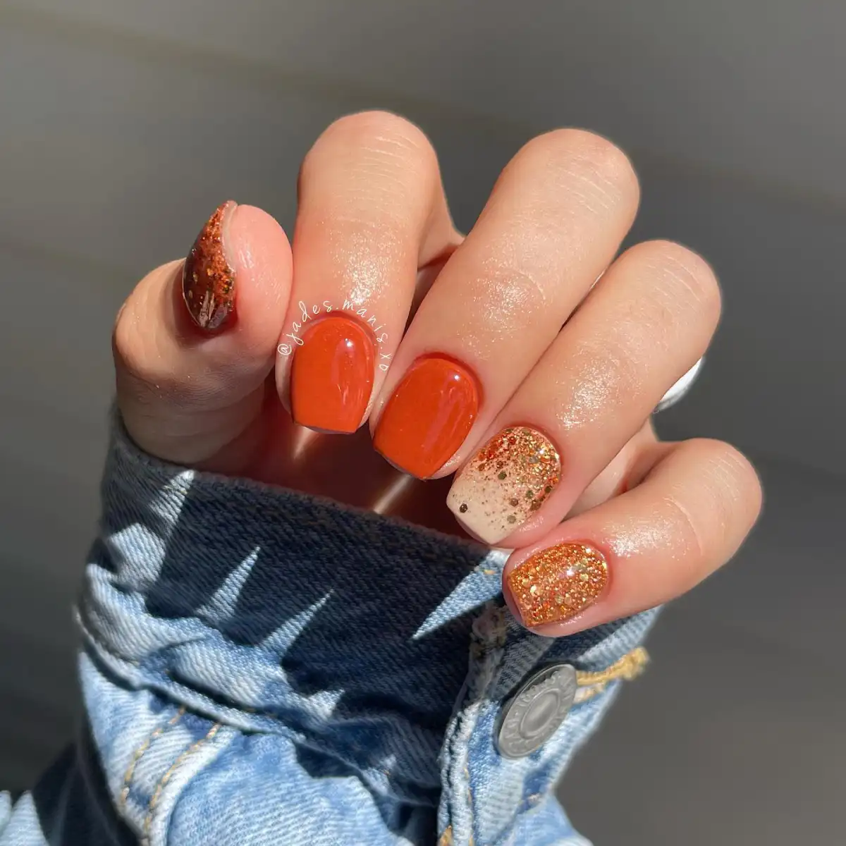 Burnt Orange and Copper Glitter Nails inspiration - Inspiration 4