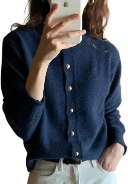 Button Up Cardigan Navy Blue
