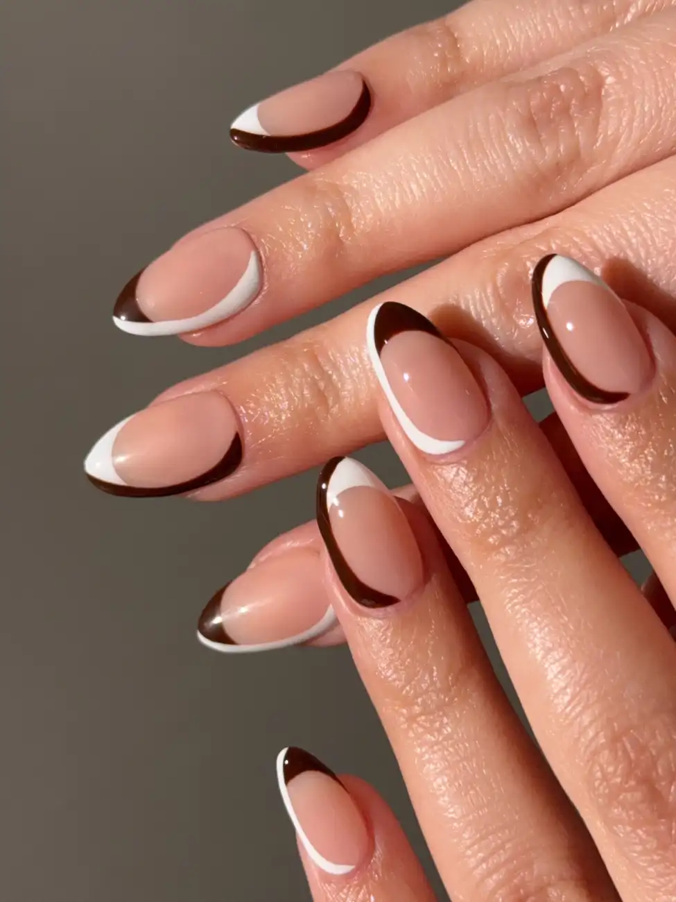 Chocolate Brown and White French Tips inspiration - Inspiration 3