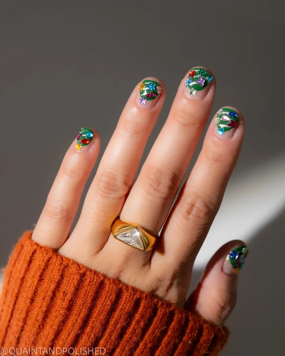 Colorful Christmas tree nail inspiration, photo 2