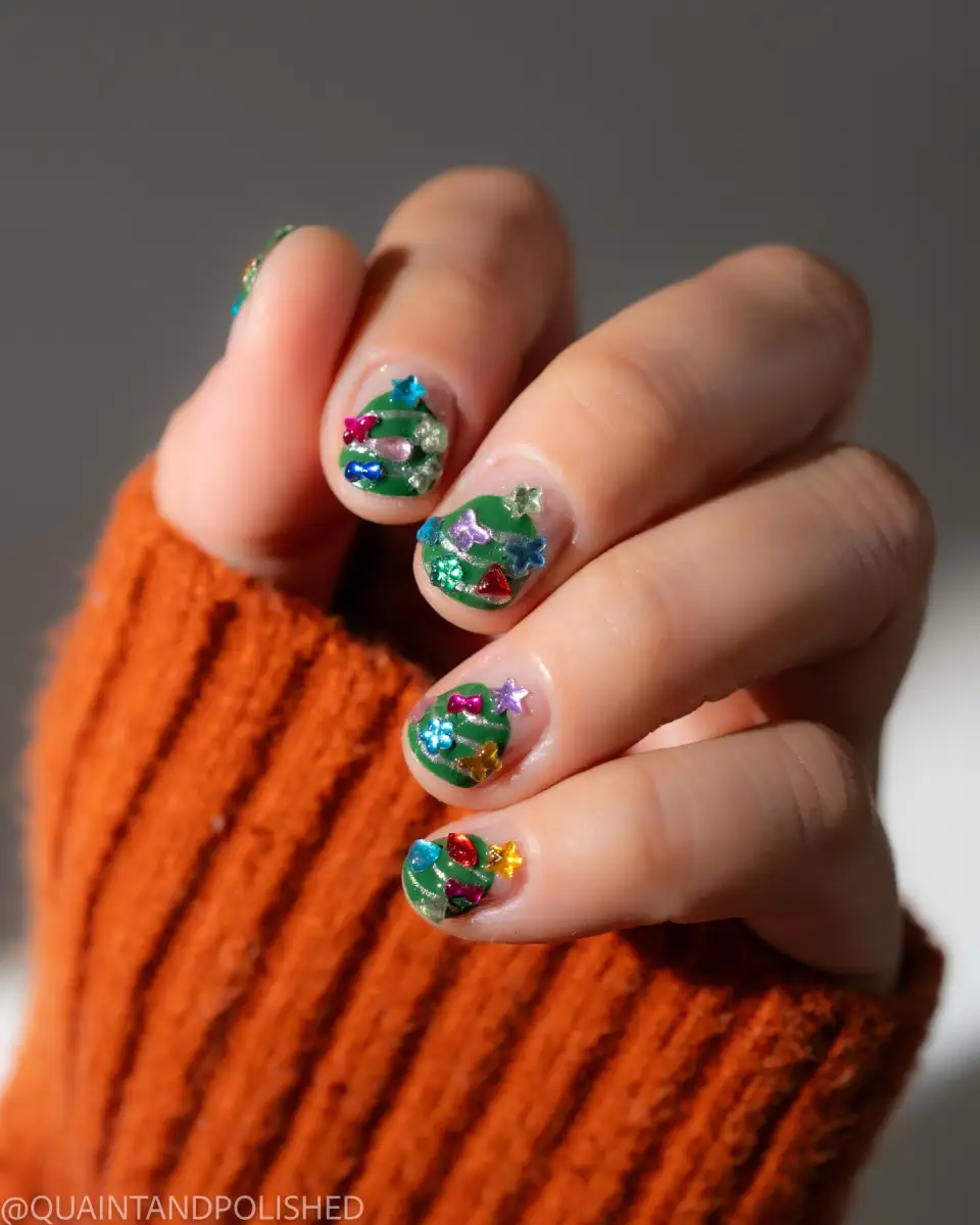 Colorful Christmas tree nail design, photo 1 of 5