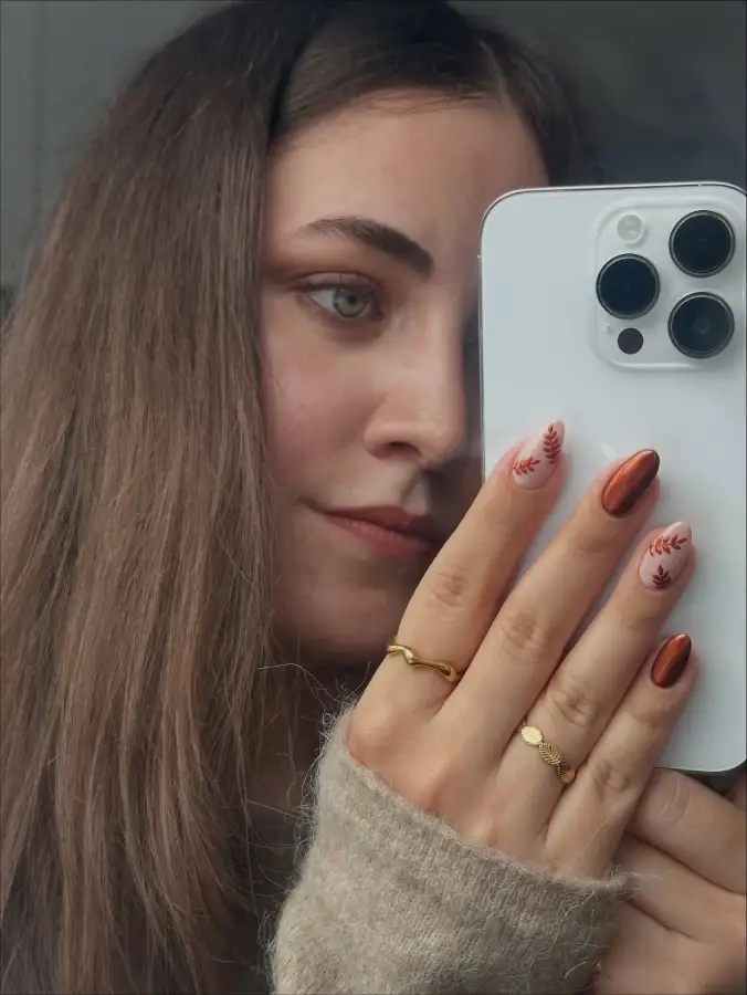 Copper Chrome and Autumn Leaf Nails inspiration - Inspiration 2