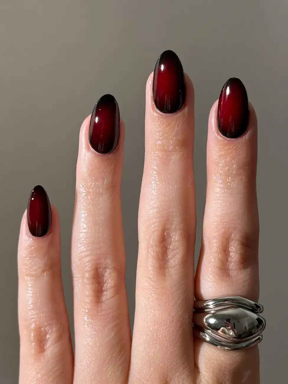Dark Cherry Red Ombre Nails - Inspiration 4