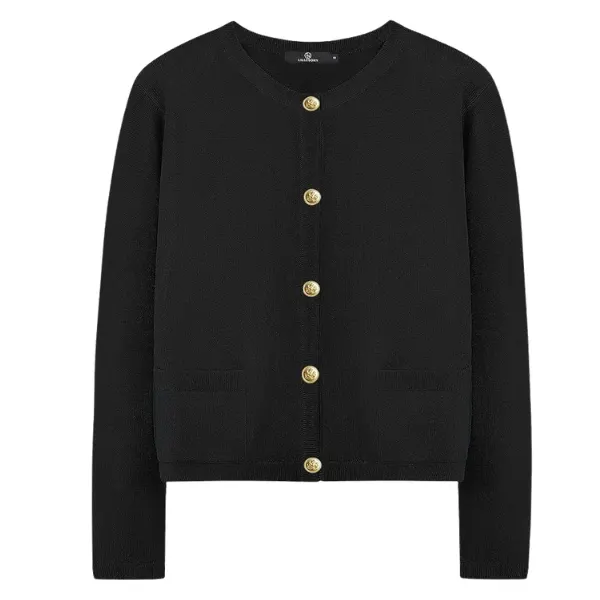 Dark Button-Front Cardigan