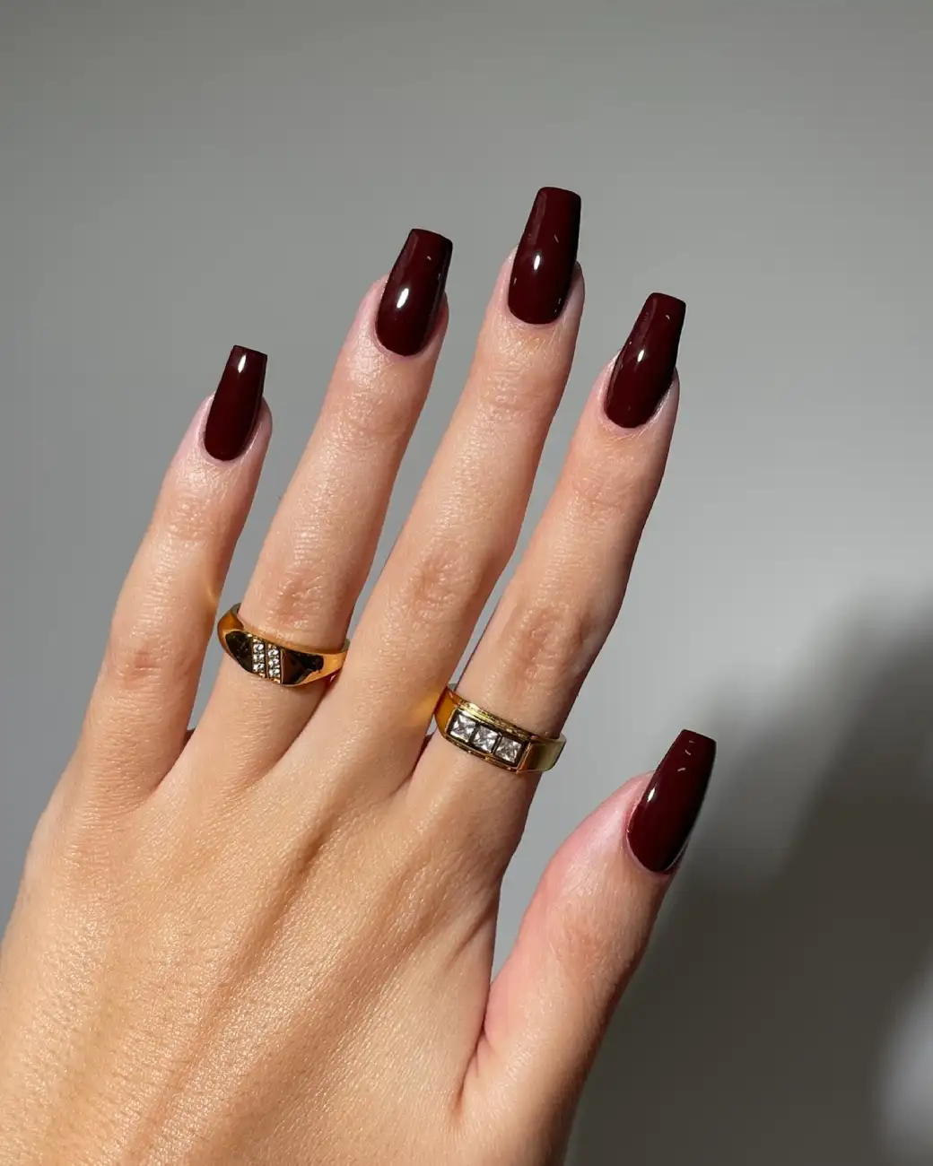 Deep Burgundy Square Nails - Look 1