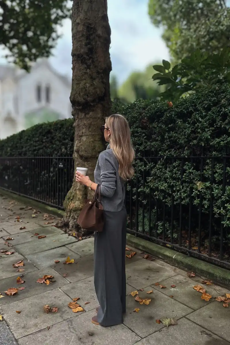 Grey Cardigan With Wide-Leg Trousers inspiration - Inspiration 3