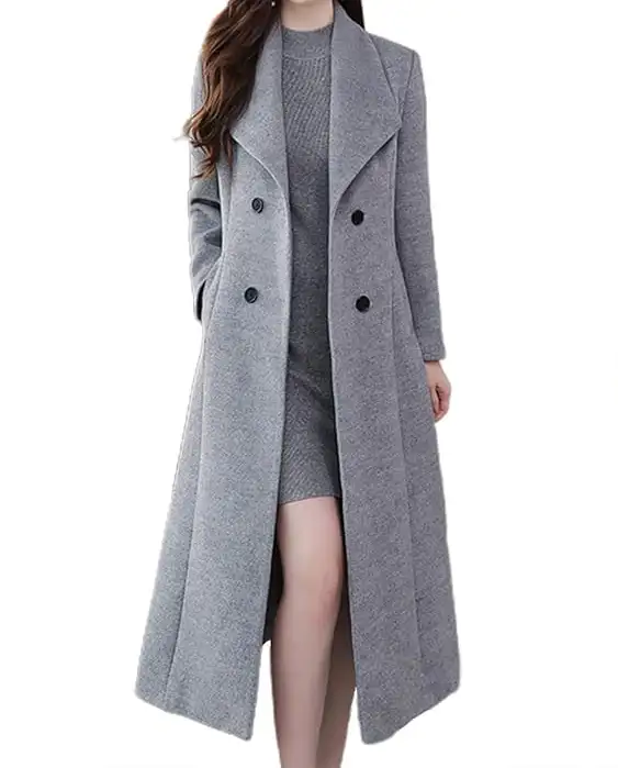 Maxi Long Wool-Blend Pea Coat