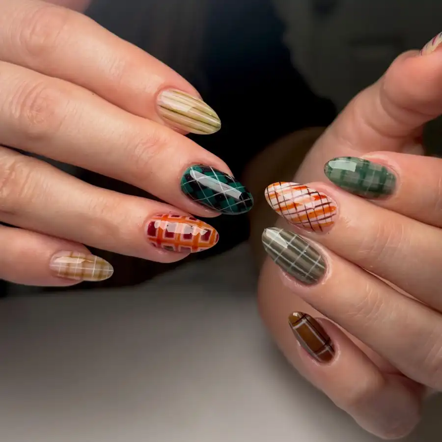 Mixed Autumn Plaid Nails inspiration - Inspiration 2