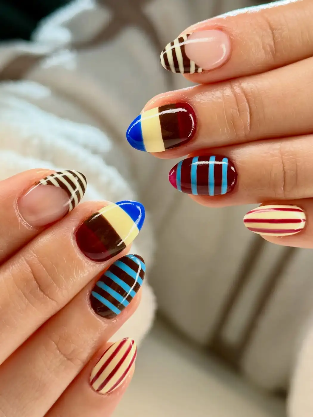Playful Stripes Color Block Nails - Inspiration 2