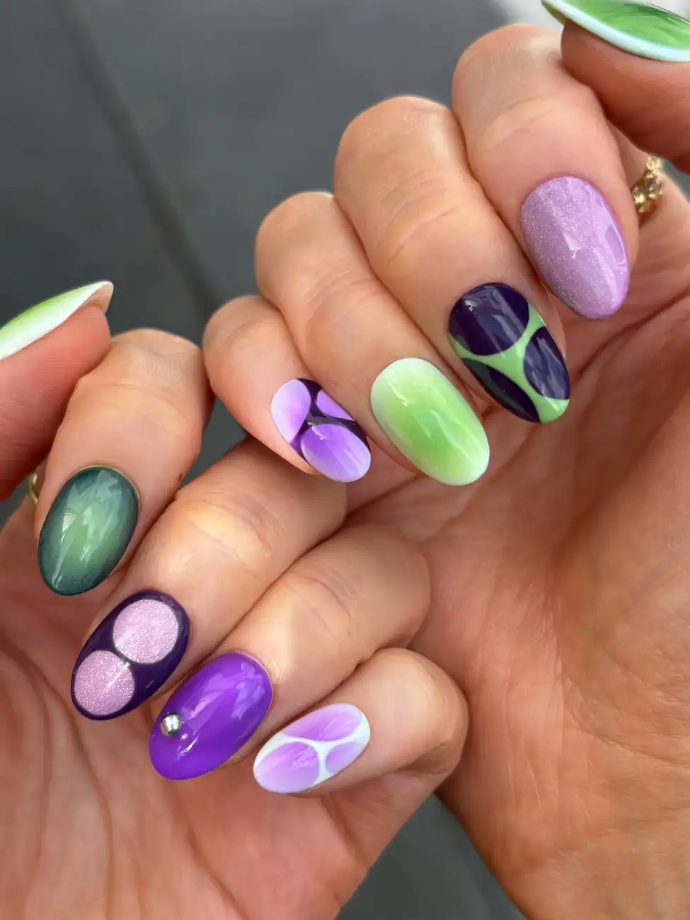 Purple and Green Retro Flower Nails inspiration - Inspiration 6