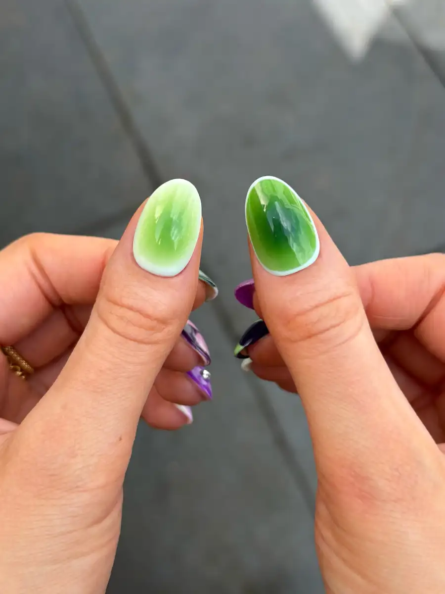Purple and Green Retro Flower Nails inspiration - Inspiration 4