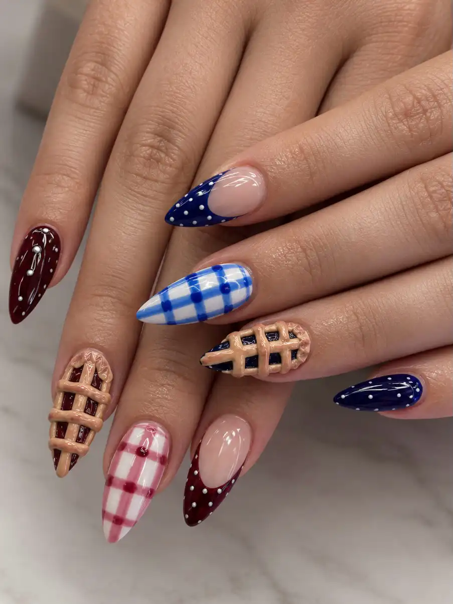 Raised Checkerboard 37 Cute November Nails to Wear Before Winter Arrives