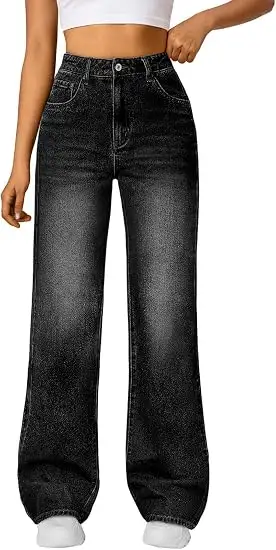 Washed Black Wide-Leg Jeans